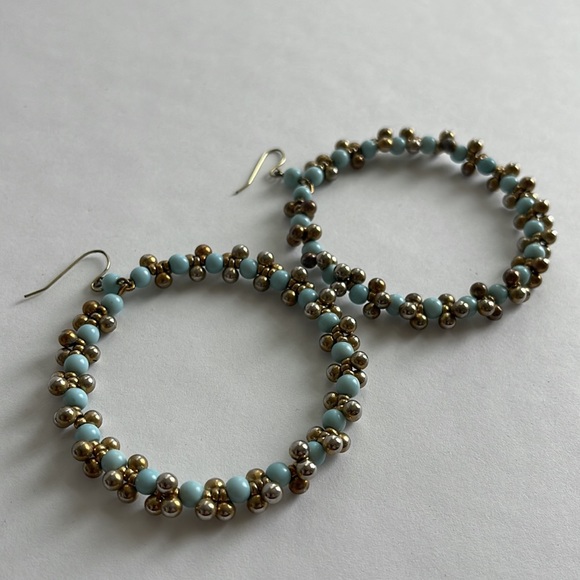 Blue & Gold Hoop Earrings. - Picture 3 of 3